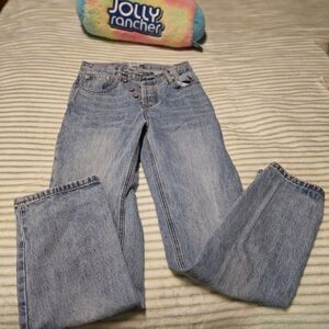 Princess Polly Light Blue Boyfriend Jeans - Button-Fly